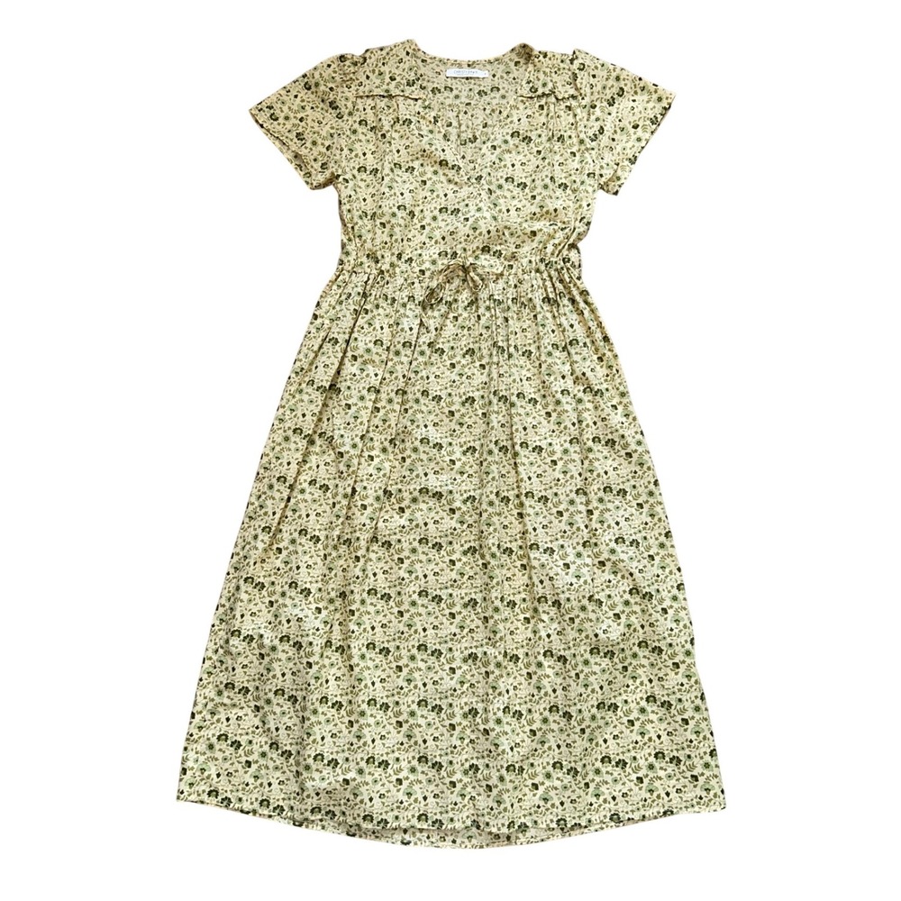 Christy Dawn dawn dress Floral Organic Cotton Midi M Cottagecore butter yellow